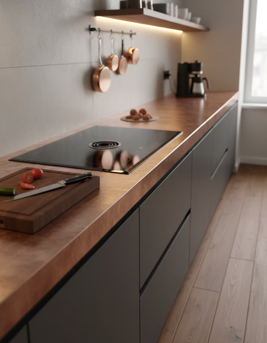 Made-to-measure worktop in a modern kitchen