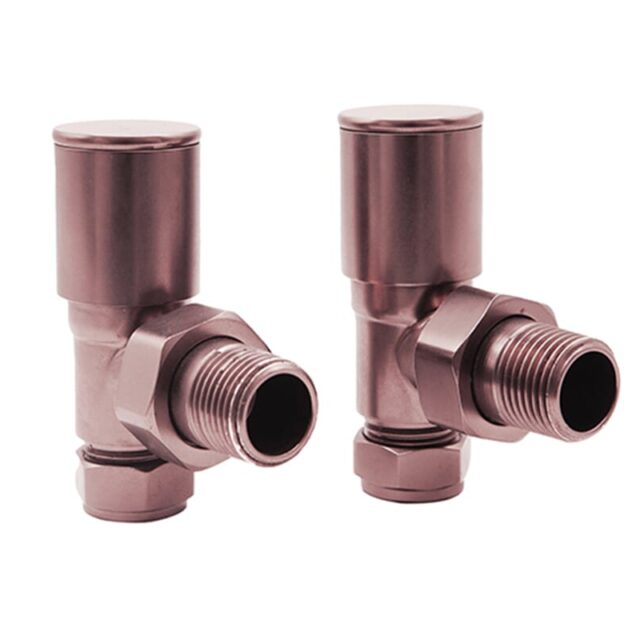 Pair of Seattle Angled Radiator or Towel Rail Valves - Brushed Bronze